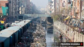 mustafabad choked drain, delhi assembly elections 2025, delhi news, AAP, BJP, Congress, indian express