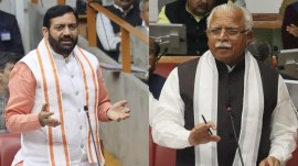 nayab singh saini, manohar lal khattar, haryana news, delhi assembly elections, indian express