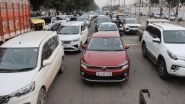 A Mohali roundabout chock-a-block with traffic on Sunday afternoon