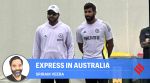 Rohit Sharma and Jasprit Bumrah in practice at the Sydney Cricket Ground.