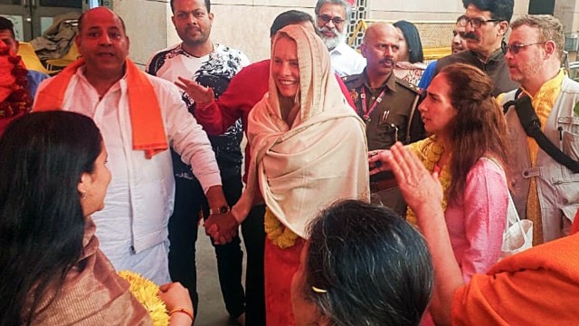 Late Apple co-founder Steve Jobs's wife Laurene Powell Jobs visits Kashi Vishwanath Temple, in Varanasi on Saturday, maha kumbh