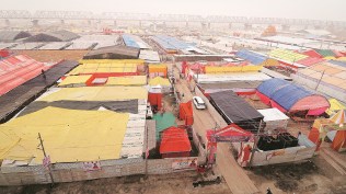 Ahead of Maha Kumbh, race against time as tent city rises along Ganga