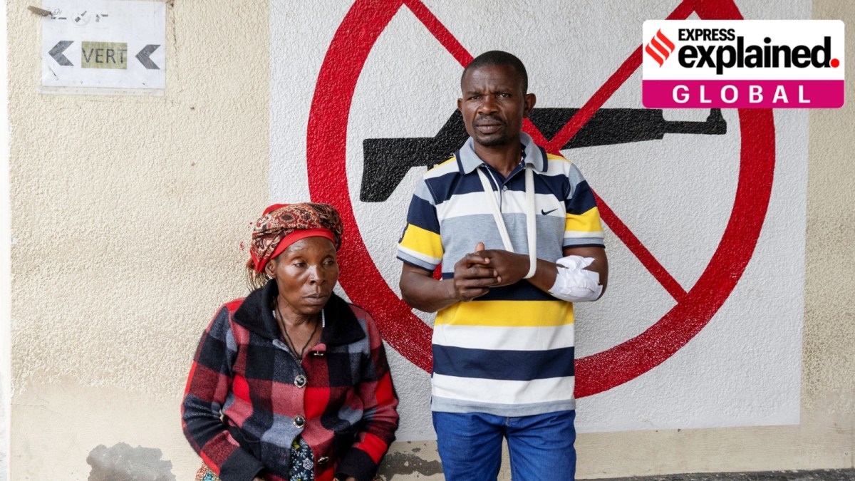 A patient stands in the courtyard of the CBCA Ndosho Hospital, following the intensification of fighting between M23 rebels and the Armed Forces of the Democratic Republic of the Congo (FARDC).
