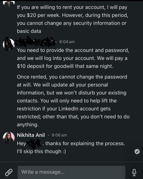 Screenshot of the conversation