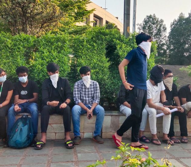 Angry students from Nepal blocked a road near the KIIT campus, alleging that university authorities took no action when the student flagged harassment by her batchmate. (PTI Photo)