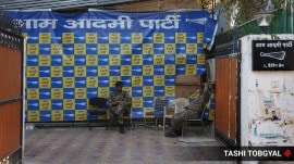 The AAP headquarters in New Delhi wore a deserted look as the party lost the elections on Friday