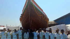 Ancient ‘stitched’ ship launched in Goa, to retrace ancient trading routes by year end
