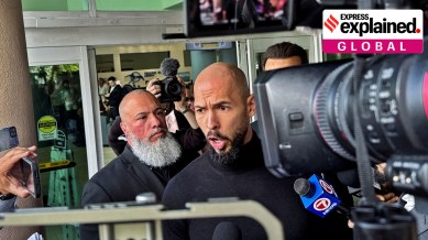 Andrew Tate speaks to the media upon arrival from Romania in Fort Lauderdale, Florida, U.S. February 27, 2025.