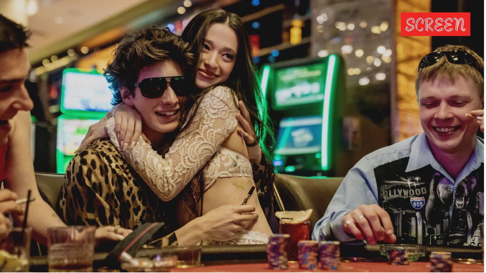 Mikey Madison's character, Ani, and Mark Eydelshteyn's character, Vanya, in a casino in Anora