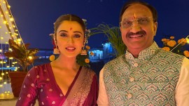 Arushi Nishank with her father and former Union Minister Ramesh Pokhriyal Nishank
