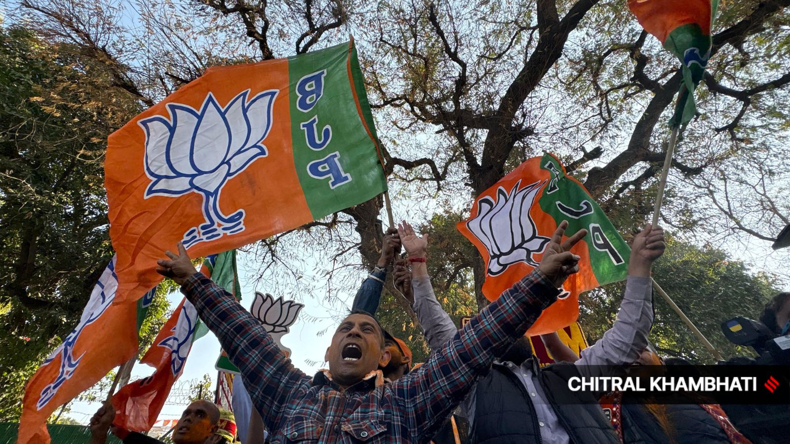 ‘Vanvaas of 27 years has ended’: Assembly poll victory in sight, BJP Delhi office erupts in celebrations with dhols, dance