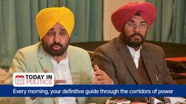 Punjab Chief Minister Bhagwant Mann addresses a press conference in Amritsar over deportation of illegal Indian immigrants from US. On the other hand, Congress tries to course correct with new party chiefs. (PTI Photo)