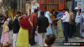 Outside a polling station in Delhi's Batla House on Wednesday