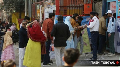 Outside a polling station in Delhi's Batla House on Wednesday