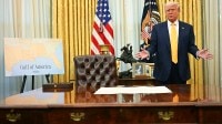 President Donald Trump in the Oval Office of the White House in Washington