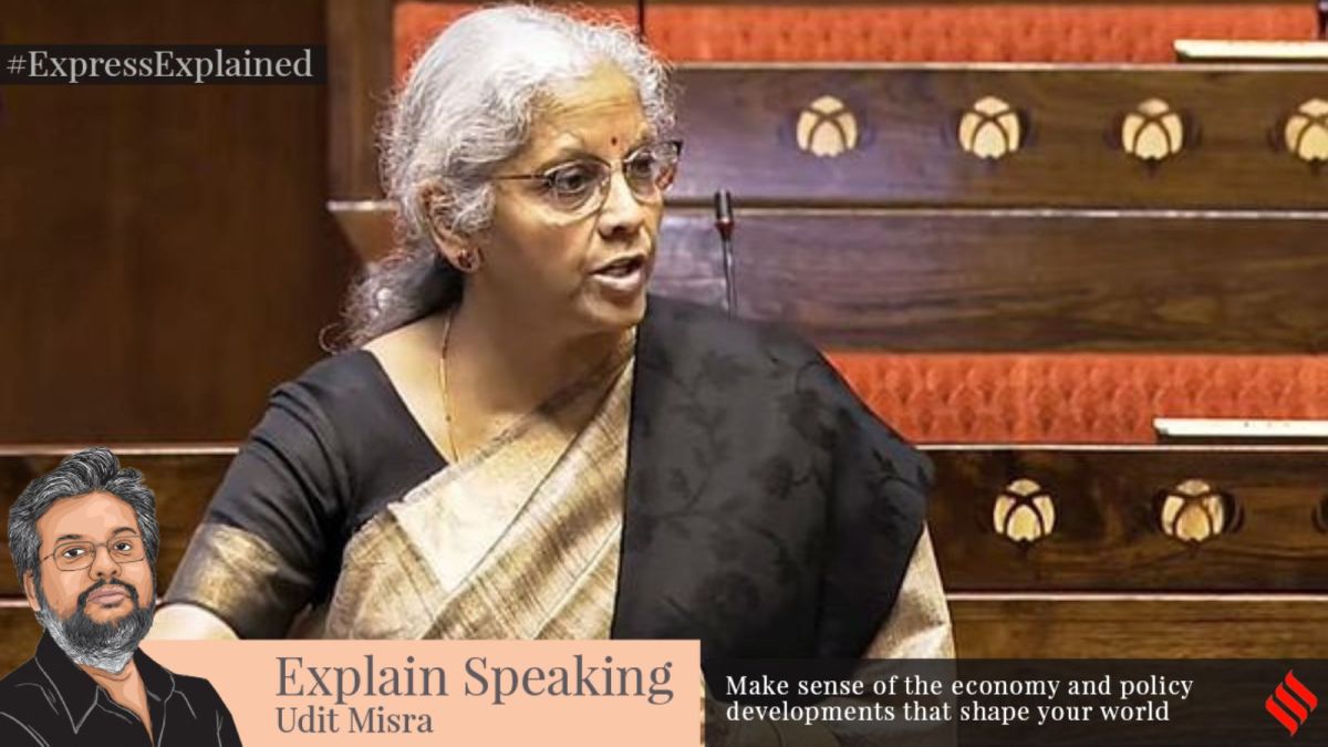 Union Finance Minister Nirmala Sitharaman speaks in the Rajya Sabha during the Budget session of Parliament, in New Delhi, Tuesday, Feb. 4, 2025. (PTI Photo)