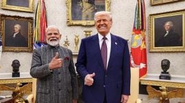 Prime Minister Narendra Modi with US President Donald Trump during a meeting at the White House