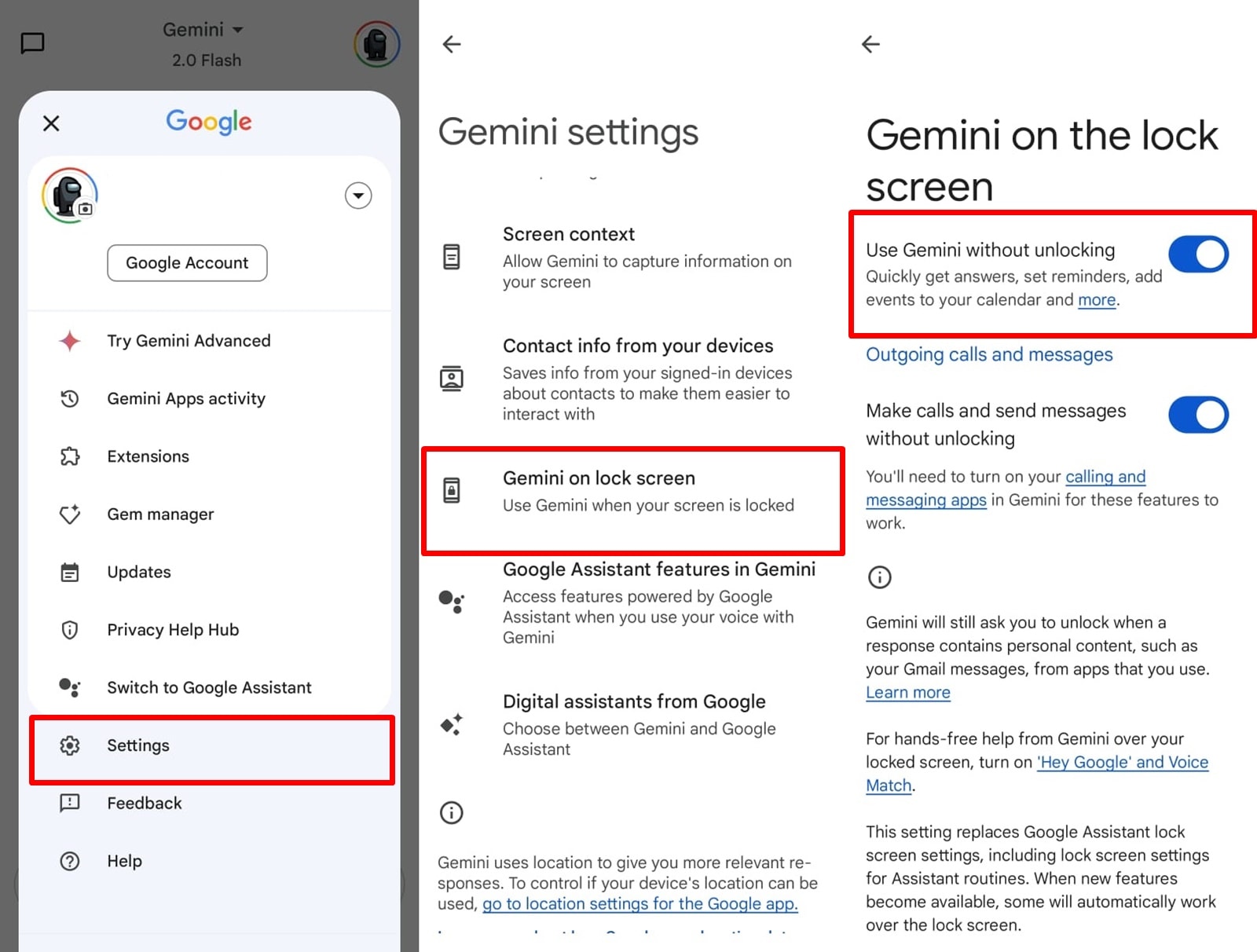 Some Gemini extensions are turned off by default.