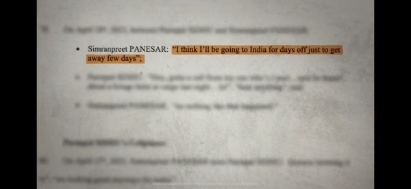 A day after the heist, as per the investigation documents, Panesar allegedly texted one of his colleagues: “I think, I'll be going to India for days off just to get away few days.”