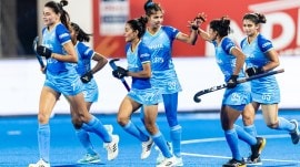 Indian women's hockey team in action at the FIH Pro League. (PHOTO: Hockey India)