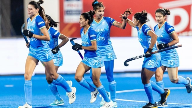Indian women's hockey team in action at the FIH Pro League. (PHOTO: Hockey India)