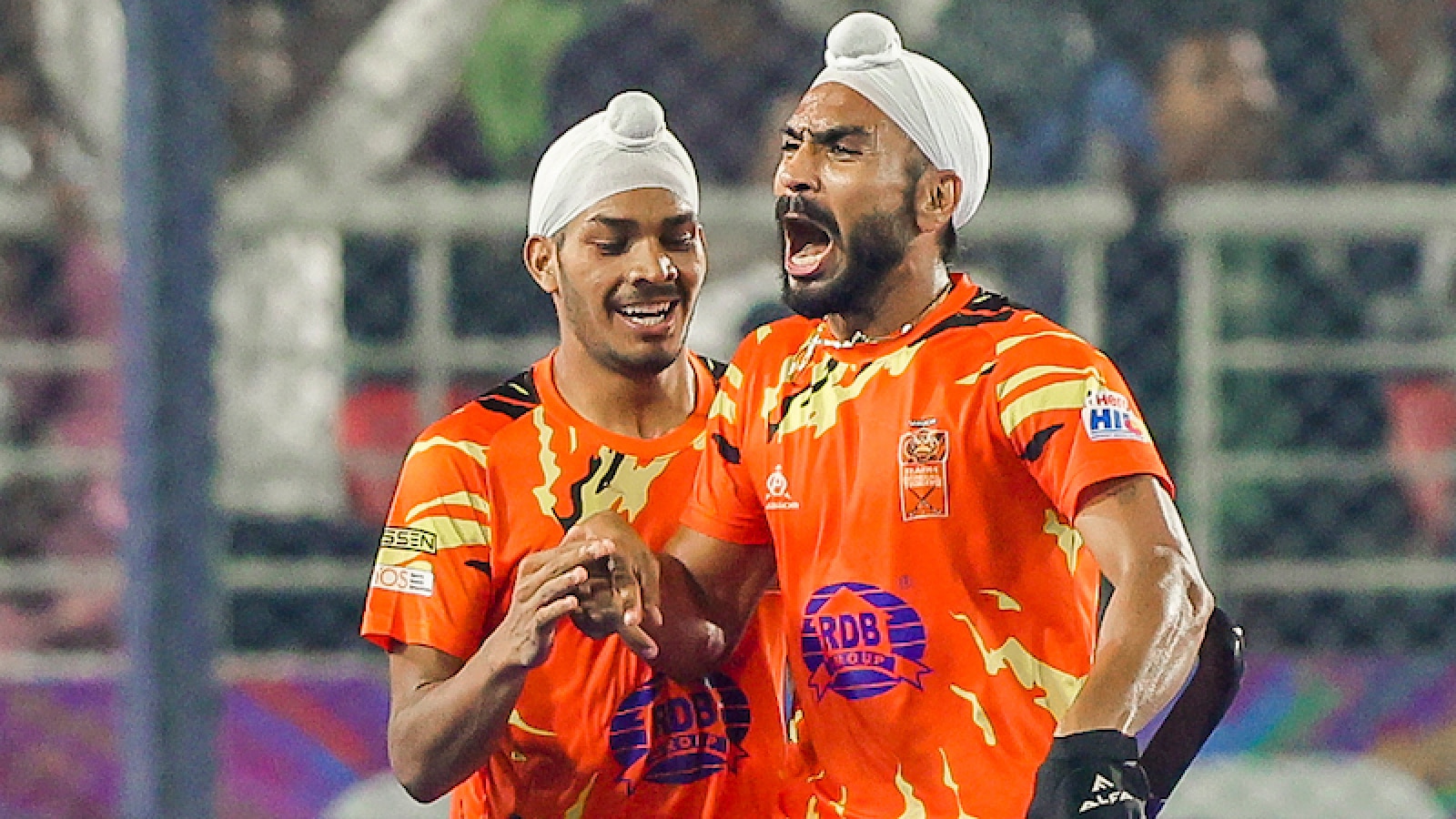 Jugraj Singh celebrates after scoring a goal during the Hockey India League. (PHOTO: HIL)