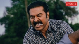 Kalamkaval first look poster: The image shows Mammootty in a tense moment, locked in combat with an unseen opponent.