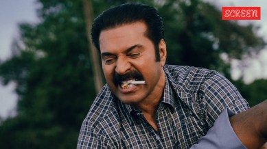 Kalamkaval first look poster: The image shows Mammootty in a tense moment, locked in combat with an unseen opponent.