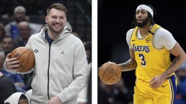 (LEFT) Dallas Mavericks guard Luka Doncic; (RIGHT) Los Angeles Lakers forward Anthony Davis. (PHOTOS: AP)