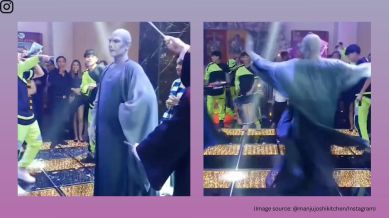 'Lord Voldemort' dances to 'Rangilo Maro Dholna' (Image source: @manjujoshikitchen/Instagram)
