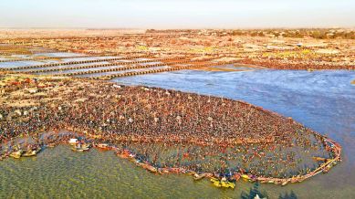 Maha Kumbh, Maha Kumbh Mela 2025, Maha Kumbh devotee count, Maha Kumbh Mela 2025 devotee count, Makar Sankranti, Lucknow news, Uttar pradesh news, Indian express, Current affairs