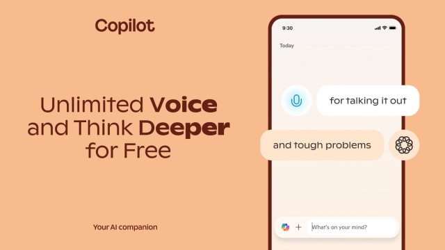 Microsoft has removed usage restrictions for Copilot Voice and Think Deeper features.