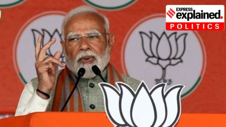 Prime Minister Narendra Modi during a public meeting ahead of the Delhi Assembly elections at Kartar Nagar in New Delhi, Wednesday, Jan. 29, 2025. (Express Photo by Amit Mehra)