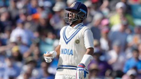 Ajinkya Rahane was the top scorer for India with a total of 135 runs in the World Test Championship final against Australia at the Oval in 2023. (AP)