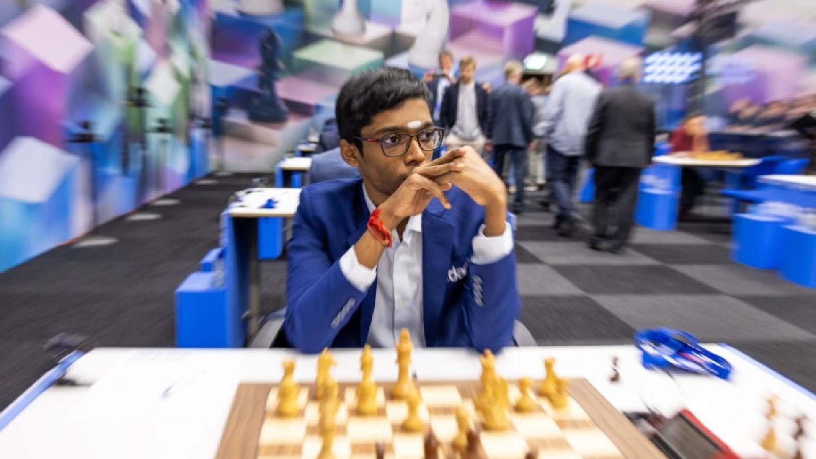 Praggnanandhaa in Round 12 of the Tata Steel Chess Tournament in Wijk aan Zee. (PHOTO: Jurriaan Hoefsmit via Tata Steel chess)