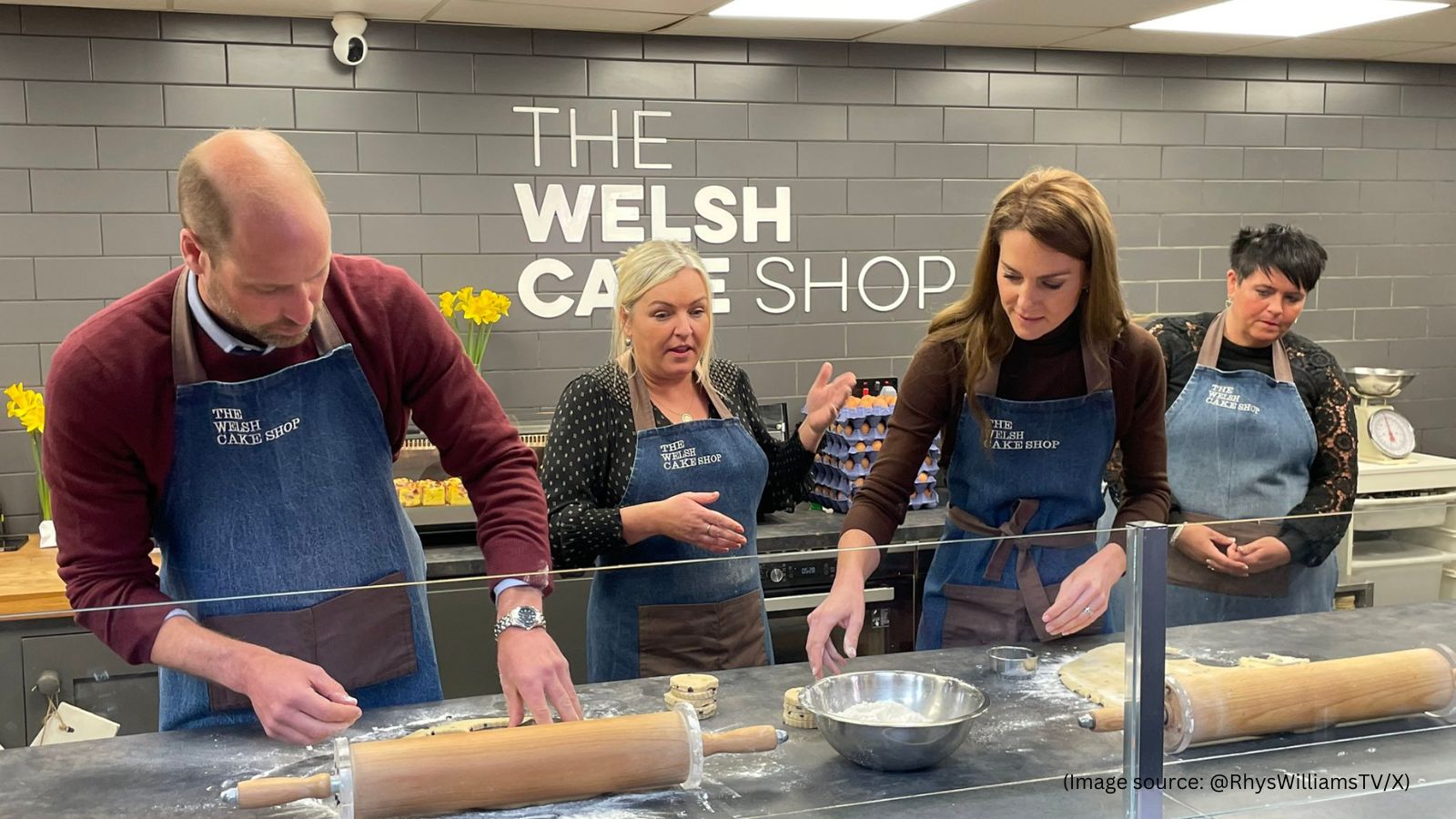 Prince and Princess of Wales inspected how the local community is recovering from recent severe flooding (Image source: @RhysWilliamsTV/X)