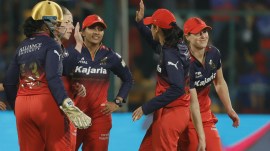 RCB IN WPL Royal Challengers Bengaluru players celebrate the wicket of Harleen Deol of Gujarat Giants during match 12 of the Women's Premier League 2025 (WPL) at the M.Chinnaswamy Stadium, Bengaluru. (Photo: Sportzpics for WPL)