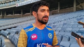 Salman Nizar of Kerala after scoring a century in the Ranji Trophy against Jammu and Kashmir. (Express Photo)
