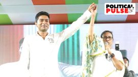 TMC MP Abhishek Banerjee (left) and West Bengal CM Mamata Banerjee (right).
