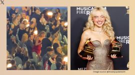 Swift was seen jumping up in excitement the moment Carpenter bagged her first Grammy for "Short n' Sweet." (Image source: @SCdailyupdates/X)