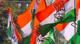 Congress Seva Dal protests in Tripura against Amit Shah’s statement on B R Ambedkar.