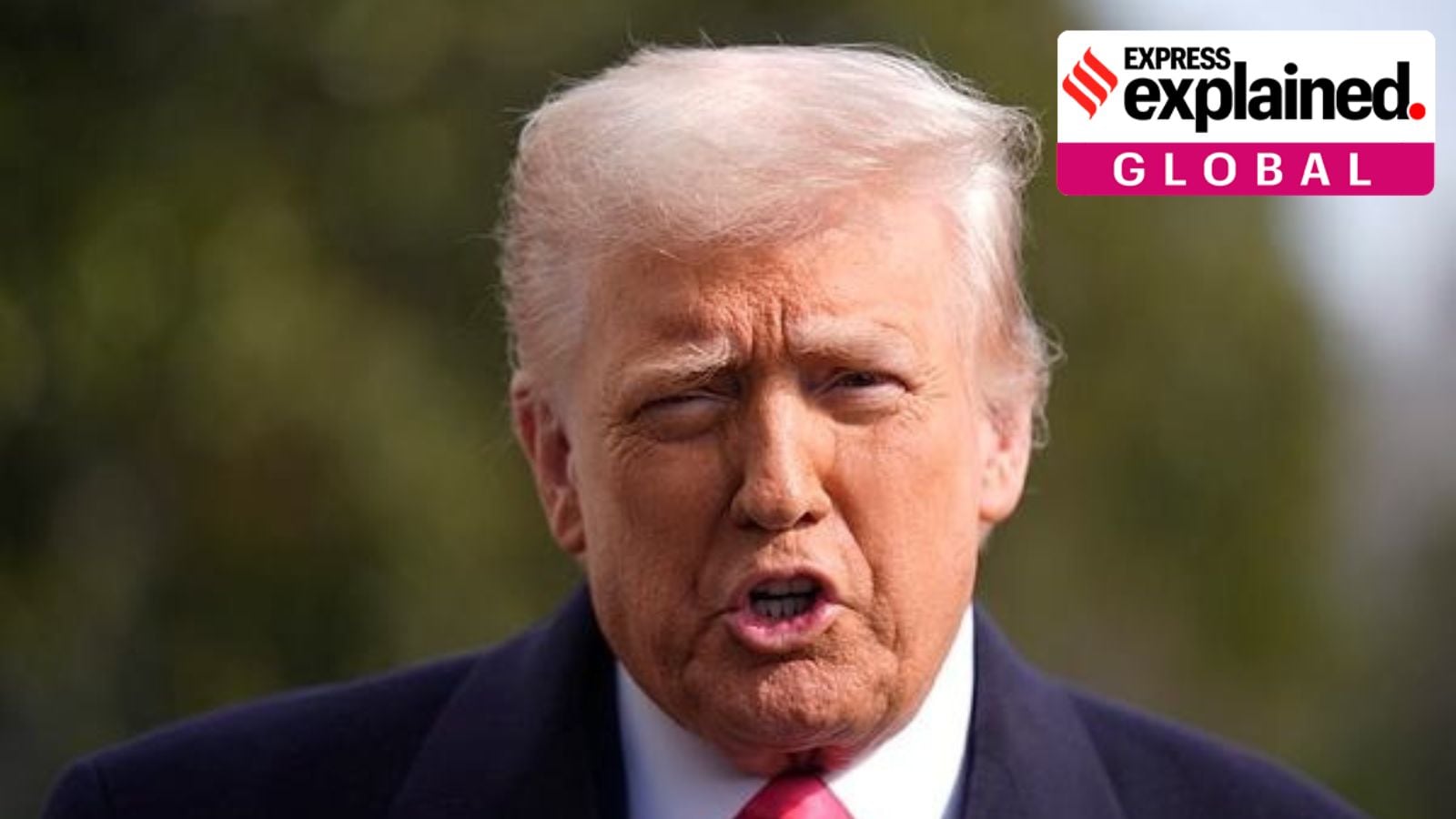 President Donald Trump speaks to reporters before departing the White House in Washington, Saturday, Feb. 22, 2025. AP