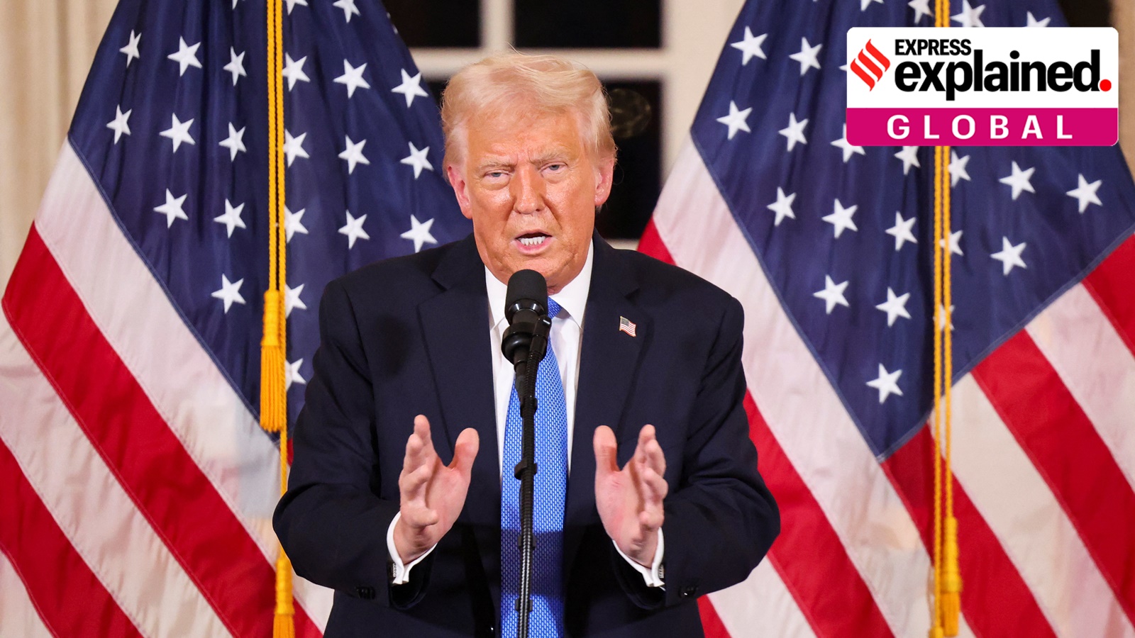 US President Donald Trump speaks as he hosts Republican Senators for a dinner at Mar-a-Lago in Palm Beach, Florida, U.S., February 7, 2025.