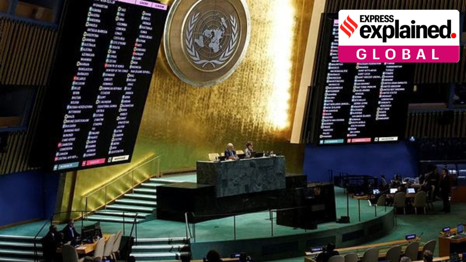 Vote results are displayed during the Eleventh Emergency Special Session draft resolution meeting in the United Nations General Assembly on the 3rd anniversary of Russia's war with Ukraine, at the U.N. headquarters in New York, U.S., February 24, 2025. (REUTERS)