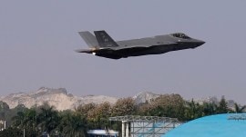 India and US have started talks of getting the F-35 fighter jets. In pic, an US Air Force F-35 takes off at the Aero India 2025 show in Bengaluru