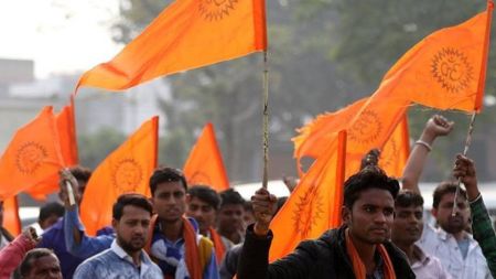 Two Police officers were suspended and an enquiry was ordered against five officials following complaints of misbehaviour against them by Bajrang Dal activists. (Express photo)
