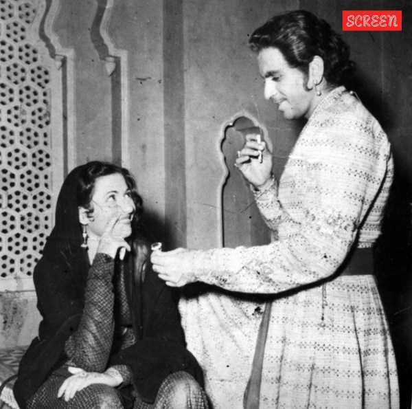 Madhubala and Dilip Kumar during the shoot of Mughal-e-Azam
