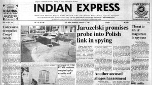 This is the front page of The Indian Express published on February 13, 1985.