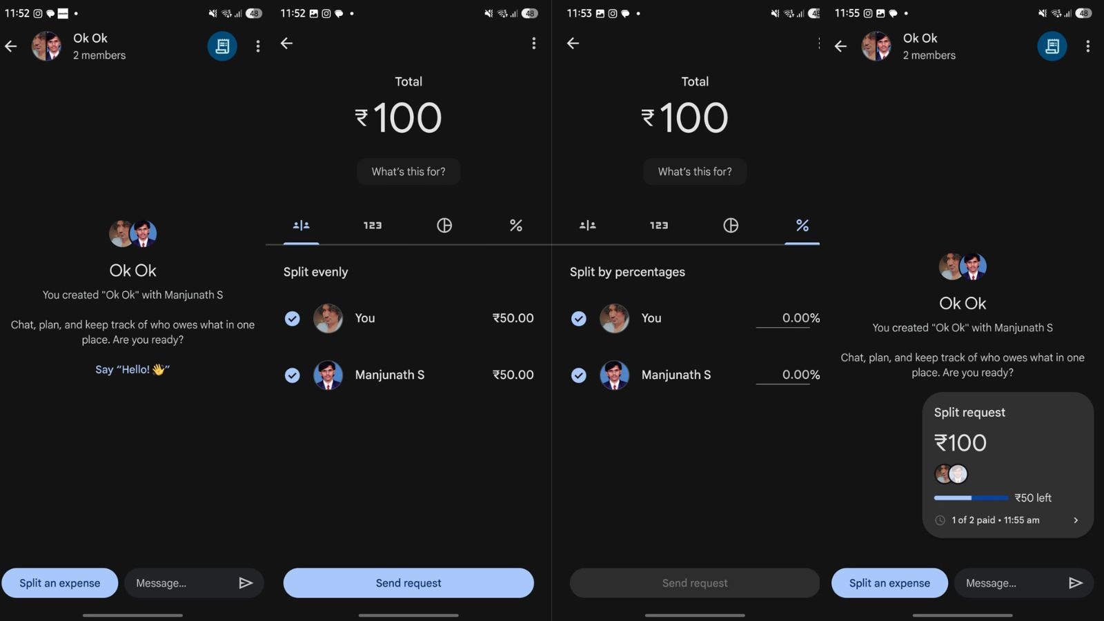 GPay split the bill.
