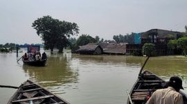 natural disasters Flood affected Amta Udaynarayanpur in Howrah district on September 22 2024. Express photo